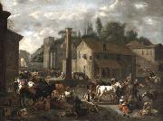 Peter van Bloemen Livestock Market oil painting